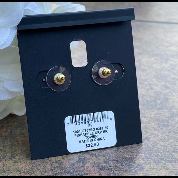 NWT ALFANI PINEAPPLE DROP EARRINGS - Picture 7 of 7